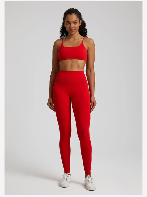 Buttery Soft Gym Set – Leggings & Backless Sports Bra Matching Outfit