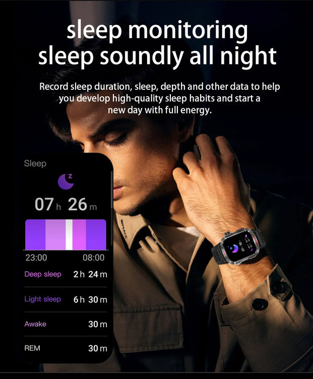Men’s Waterproof Smartwatch with Bluetooth Calls & Fitness Tracking