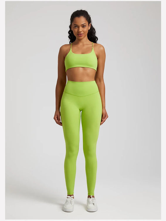 Buttery Soft Gym Set – Leggings & Backless Sports Bra Matching Outfit
